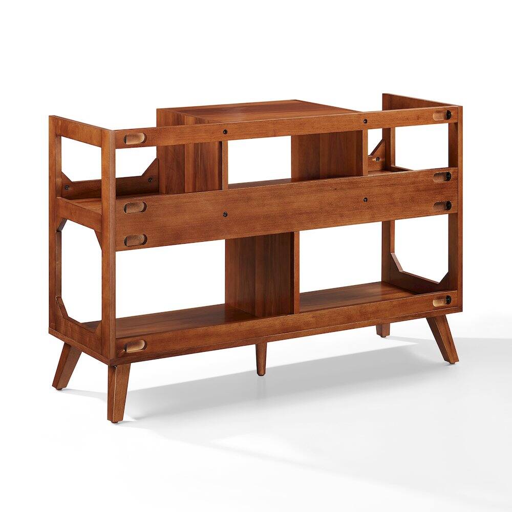 Left. Crosley Furniture - Asheville Large Record Player Stand With Vinyl Storage - Walnut.