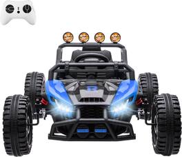 Homhougo - 24V Ride-On UTV for Kids, Dual 130W Motors, Remote Control, EVA Tires, 4 Shock Absorbers, LED Lights - Blue