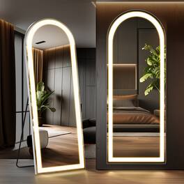 PexFix - Full Length LED Mirror with Touch Control, 3 Light Colors & Shatterproof Nano Glass for Bedroom & Living Room - White