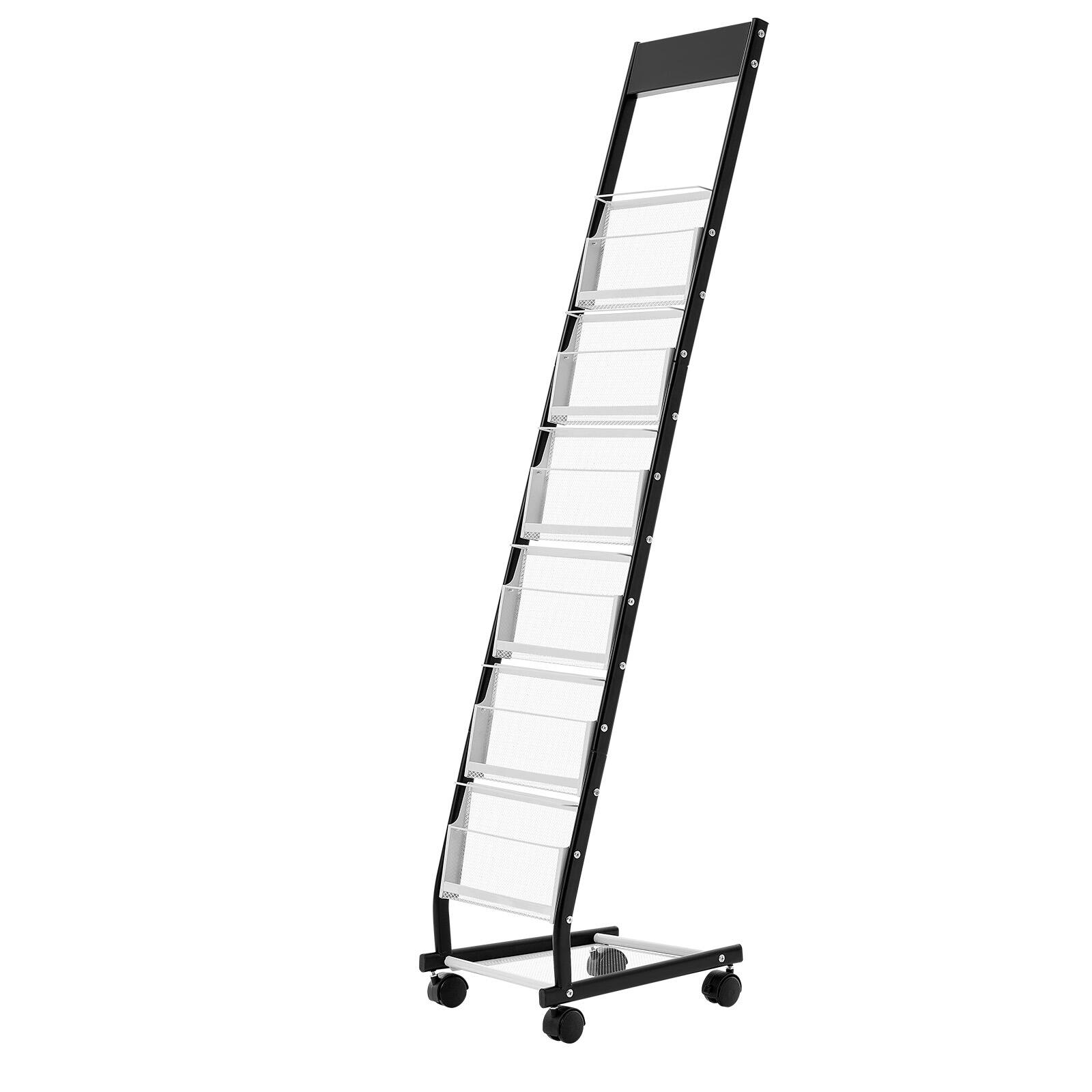 Alt View 5. VEVOR - Brochure Display Rack, Narrow 6-Tier Magazine Literature Display Stand with Wheels, Metal Floor Standing Magazine Rack - Black.