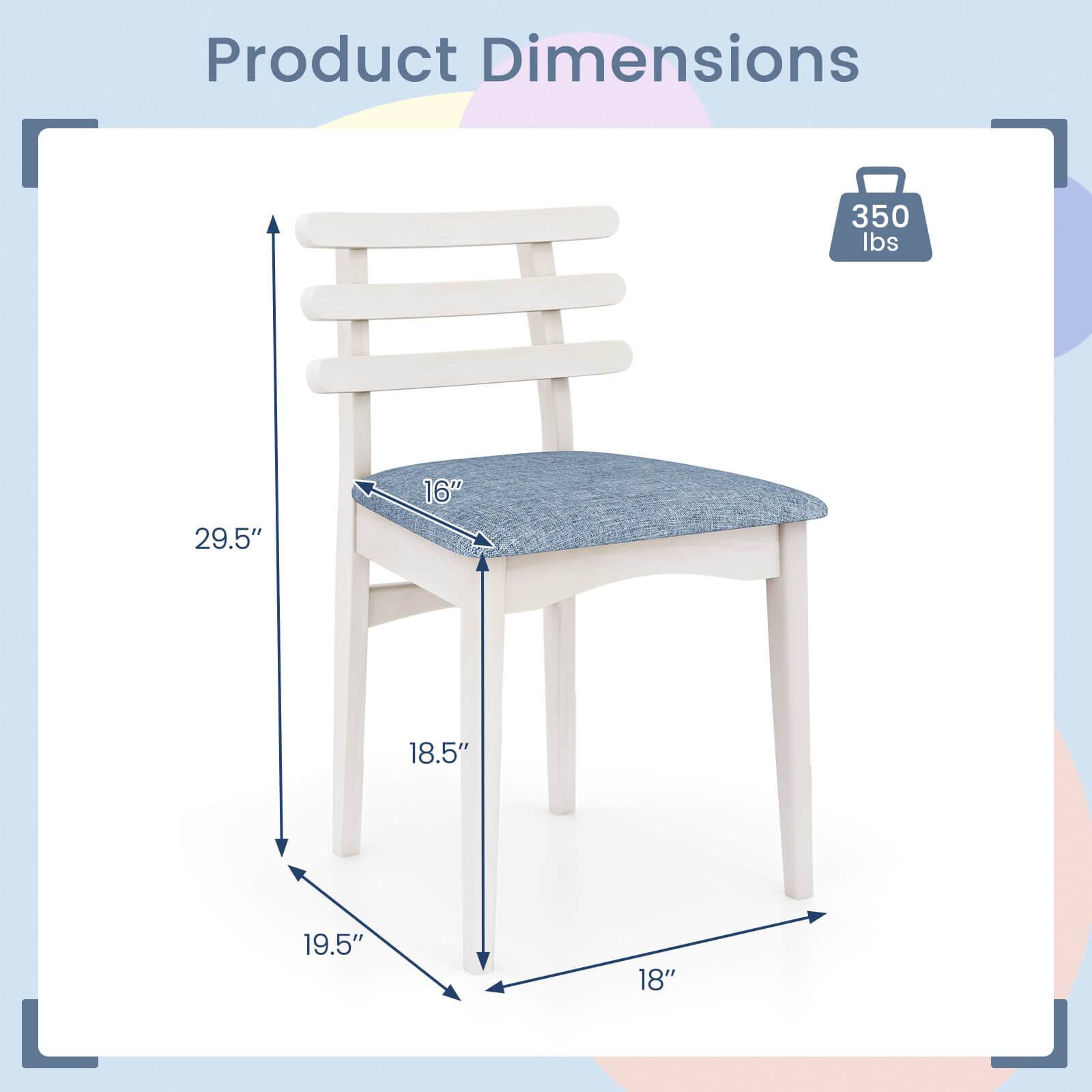 Product Dimensions: 350 lbs, 29.5" (height), 16" (width), 18.5" (depth), 19.5" (width of seat), 18" (width of seat).