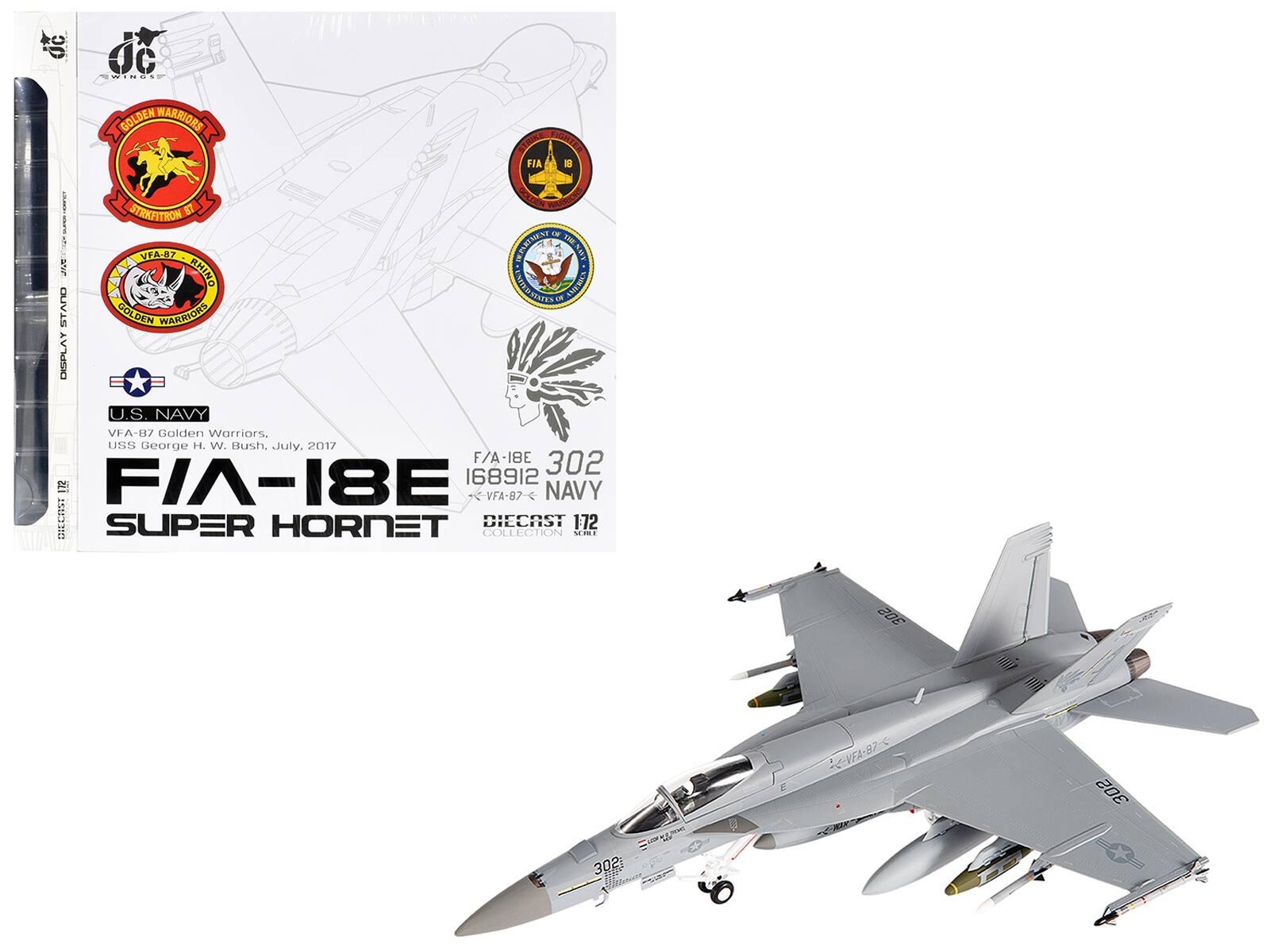 Boeing F/A-18E Super Hornet Aircraft "VFA-87 Golden Warriors" (2017) United States Navy 1/72 Diecast Model by JC Wings