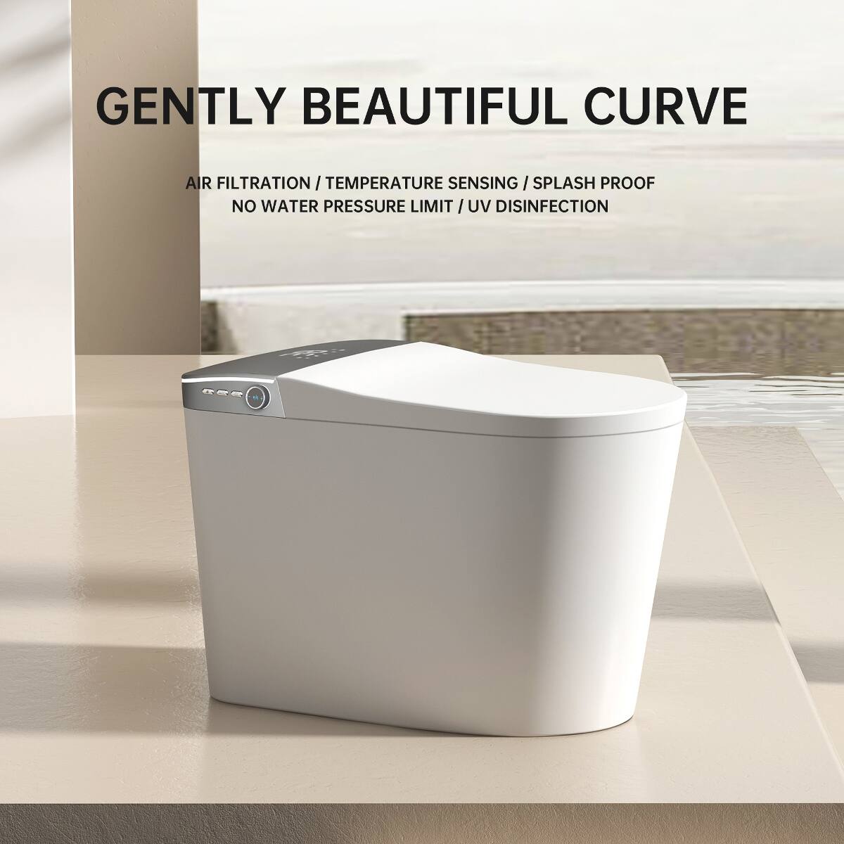 Loheer Smart Toilet One Piece Floor Mounted Toilet with Heated Seat and ...