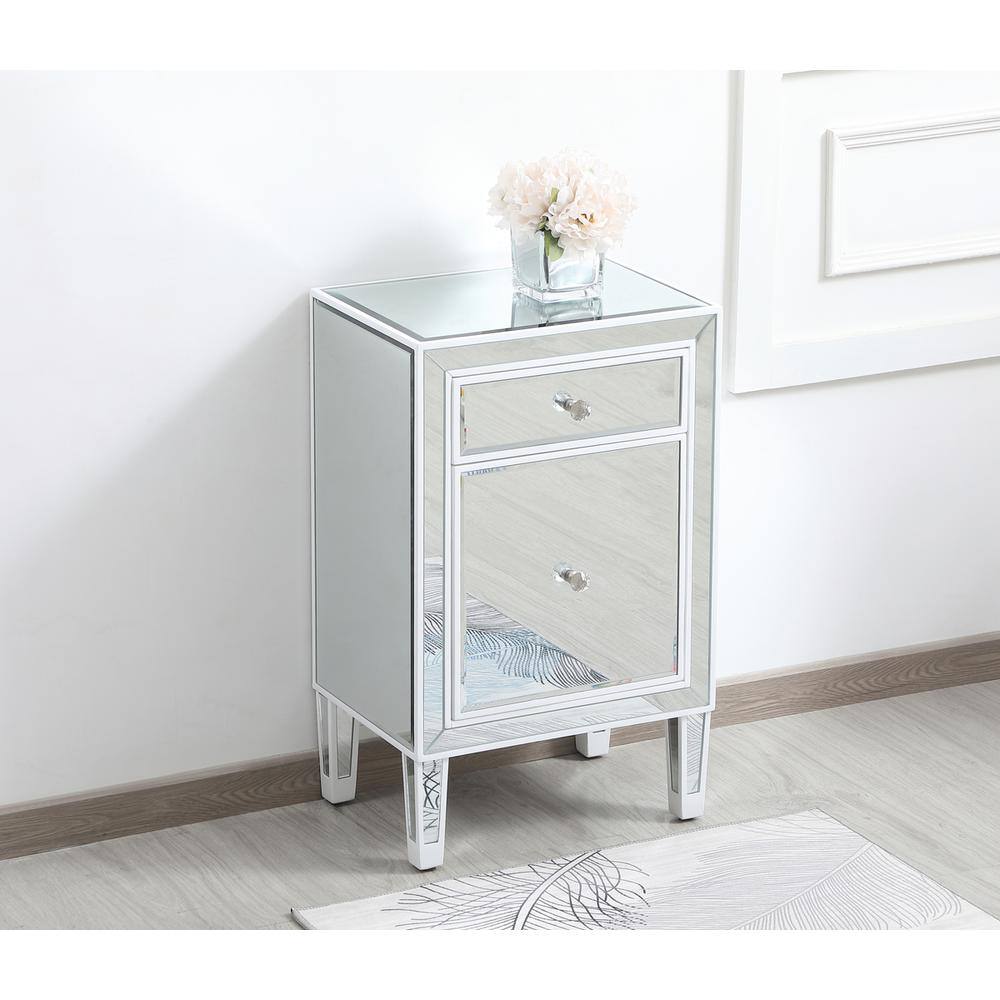 Alt View 6. Elegant Decor - 18 inch mirrored end table in white - White.