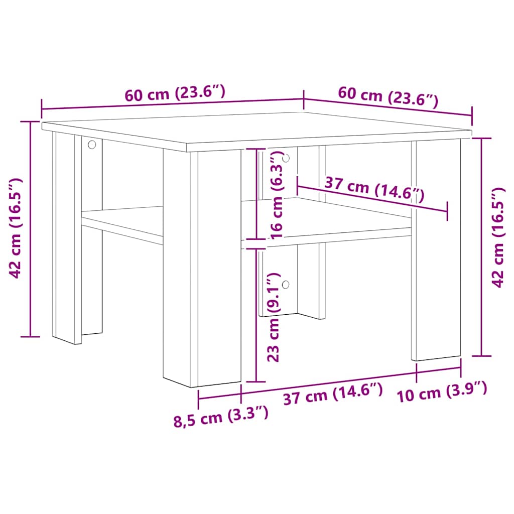 60 cm (23.6")  
60 cm (23.6")  
42 cm (16.5")  
37 cm (14.6")  
23 cm (9.1")  
16 cm (6.3")  
10 cm (3.9")  
8.5 cm (3.3")