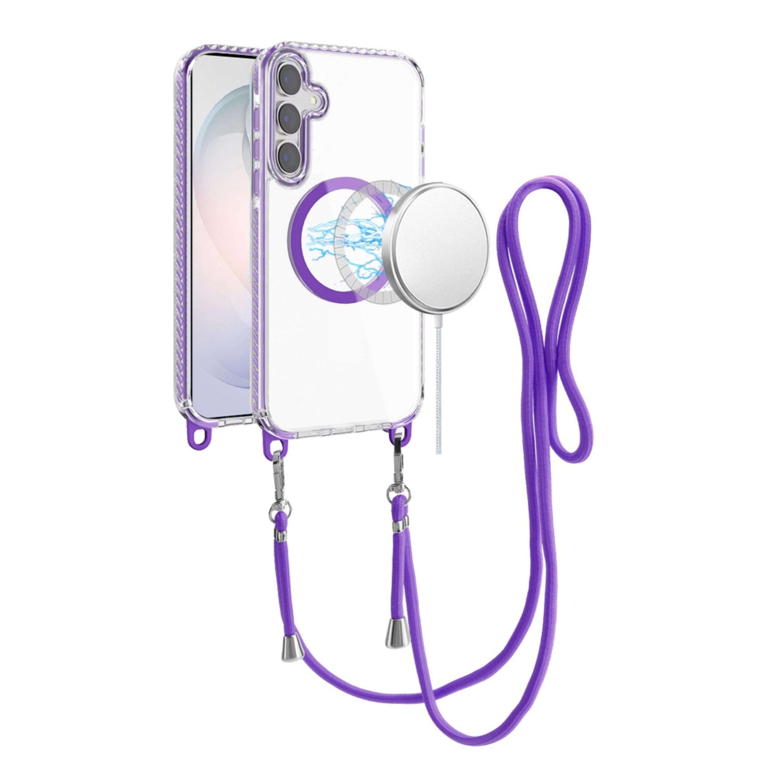 Kitcheniva - Transparent Phone Case With Matching Lanyard Tempered Glass For Samsung Galaxy S26 Plus - Dark Purple