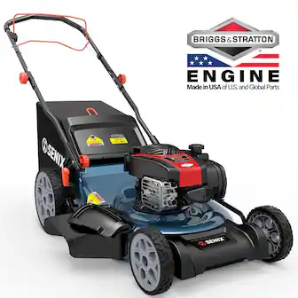 SENIX - 22" 150cc 4-Cycle Briggs and Stratton Gas Self-Propelled Lawn Mower with 3-in-1 Bagging, Mulching, Side Discharge - Blue