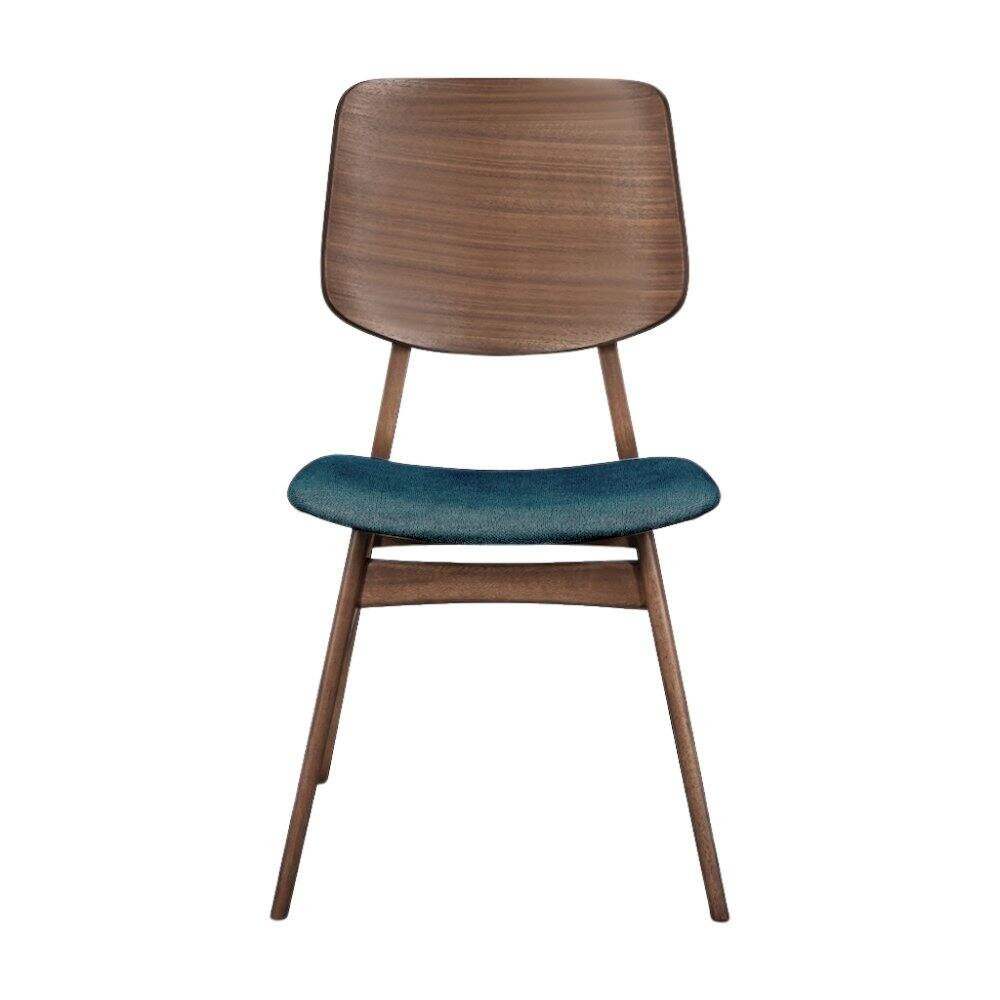 Left. FurniFact - Wood Dining Chair Set of 2 Mid-Century Walnut Teal - Teal.