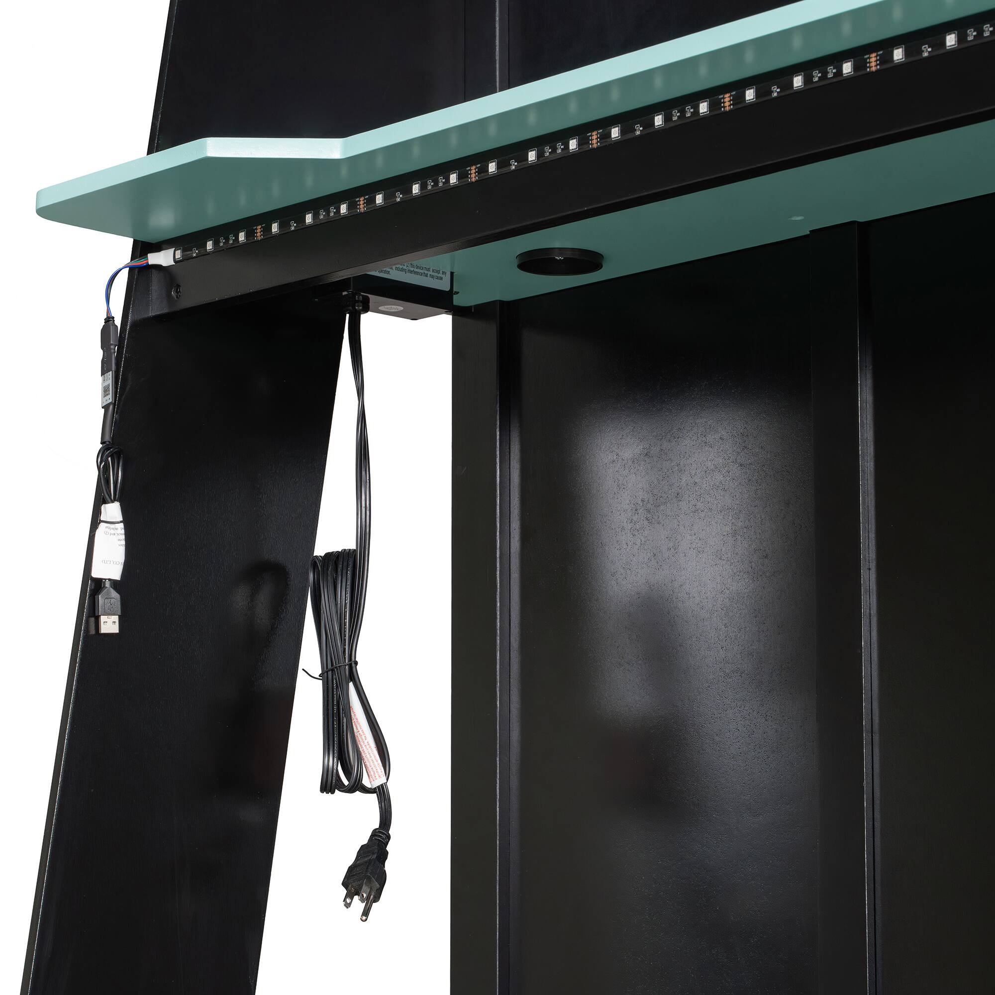 Alt View 4. Anysun - L-Shaped Twin Gaming Bed Frame - RGB LED Lights, USB Ports, TV Stand & Storage Shelves, Reversible Space-Saving Design - Blue.