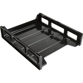 Business Source - Front Load Stackable Letter Tray Desktop Stackable 25% Recycled Plastic - Black
