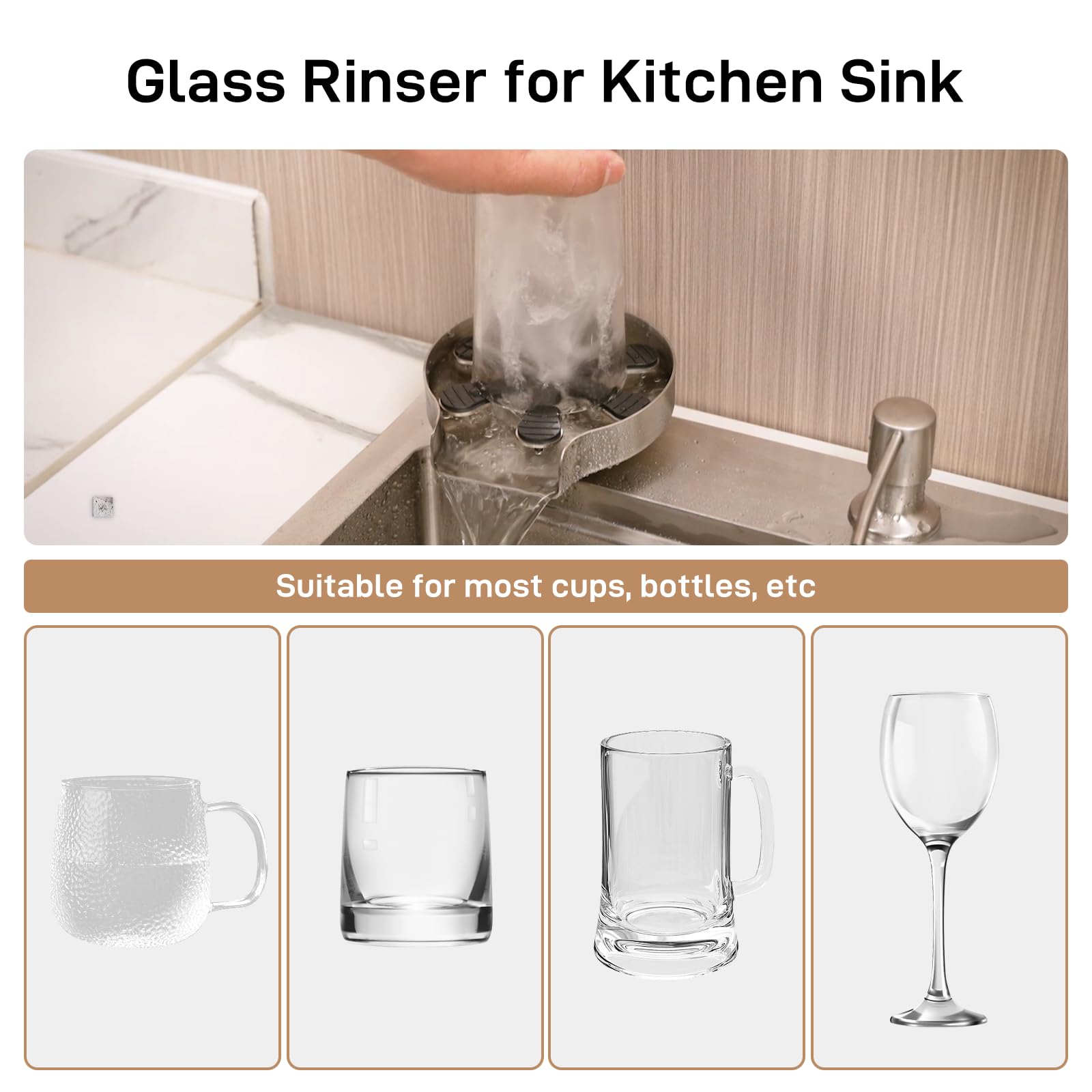 Glass Rinser for Kitchen Sink

Suitable for most cups, bottles, etc