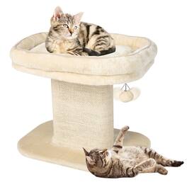 Gymax - Modern Cat Tree Tower Cat Activity Tower w/ Large Plush Perch Beige - GYM10734