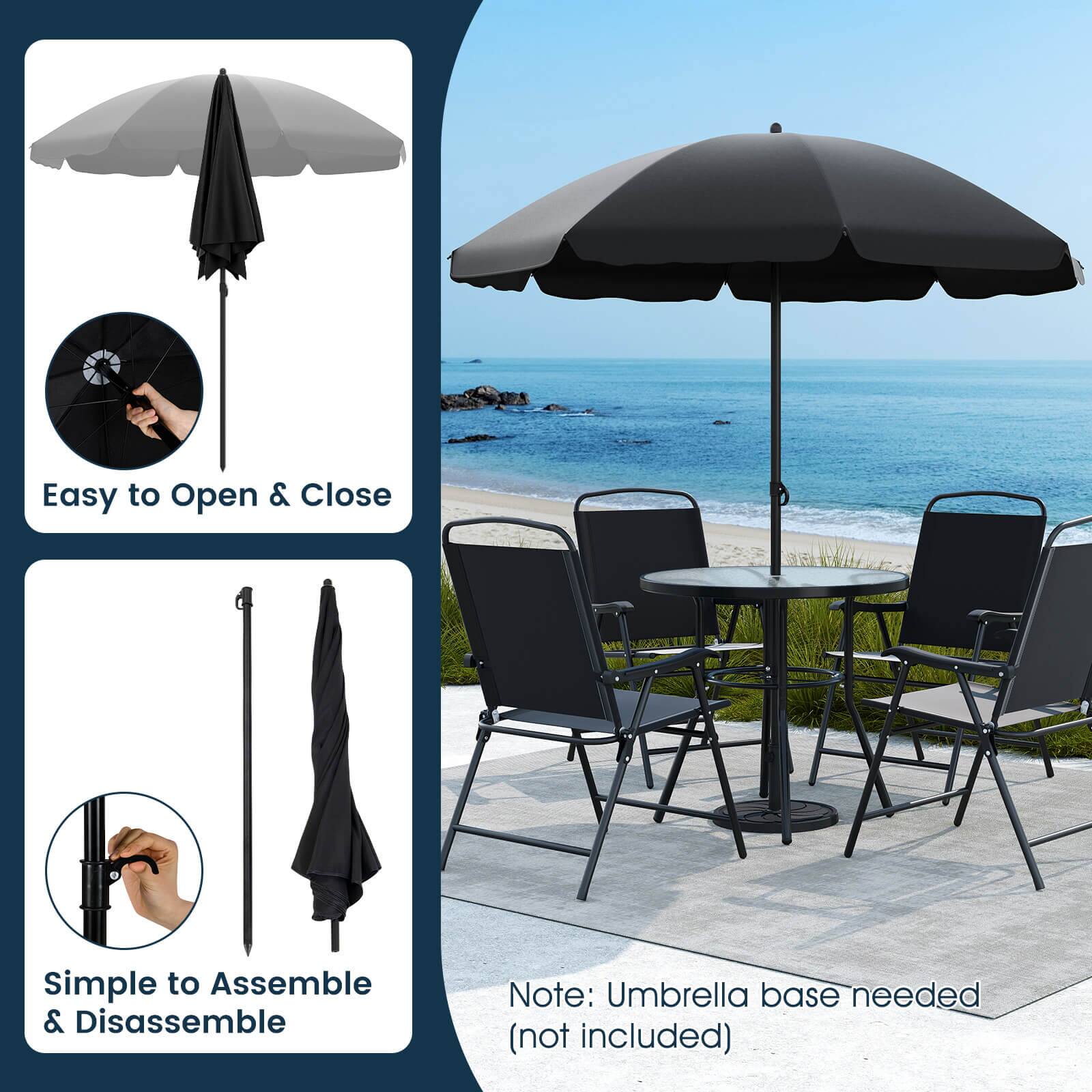 Easy to Open & Close

Simple to Assemble & Disassemble

Note: Umbrella base needed (not included)