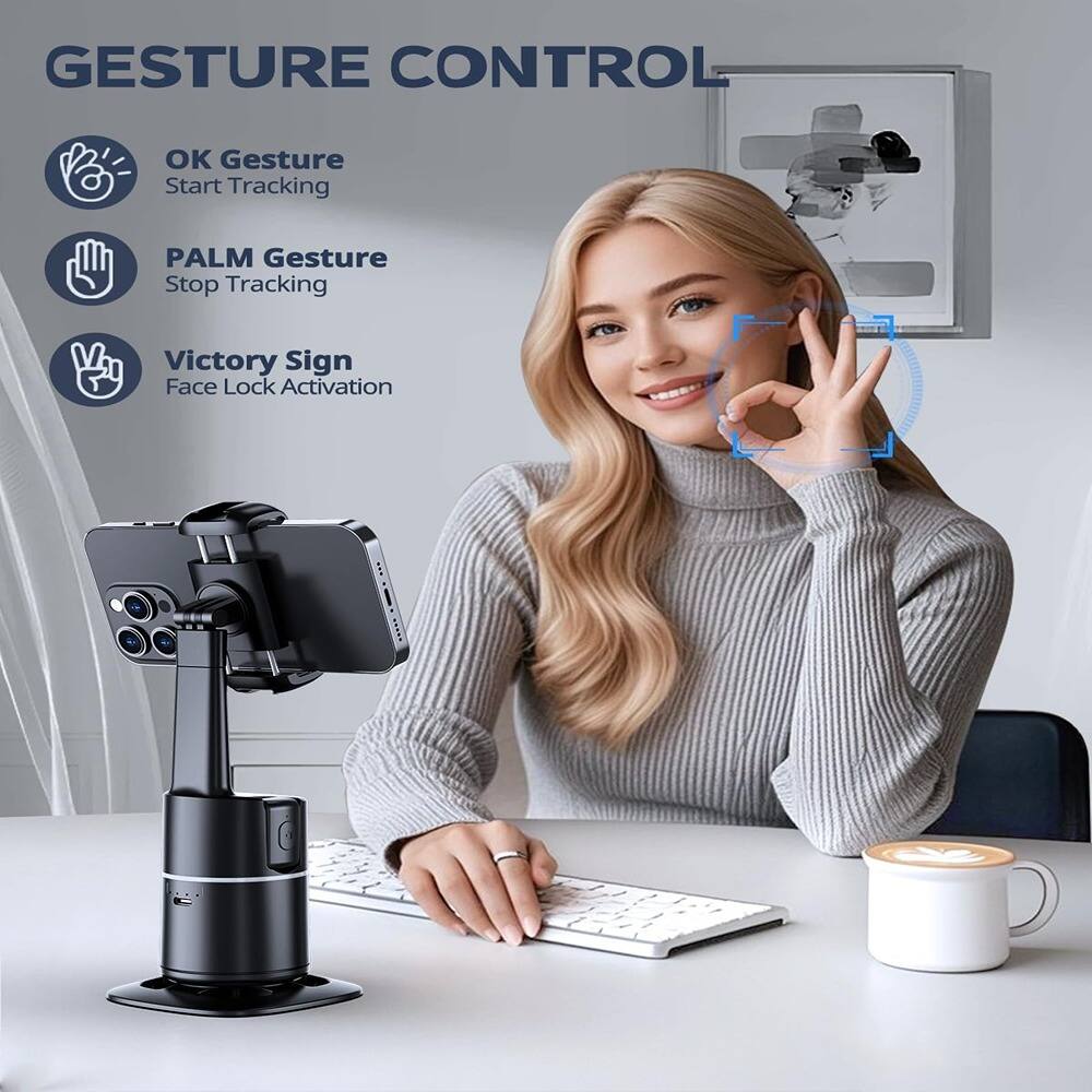 GESTURE CONTROL

- OK Gesture
  Start Tracking

- PALM Gesture
  Stop Tracking

- Victory Sign
  Face Lock Activation