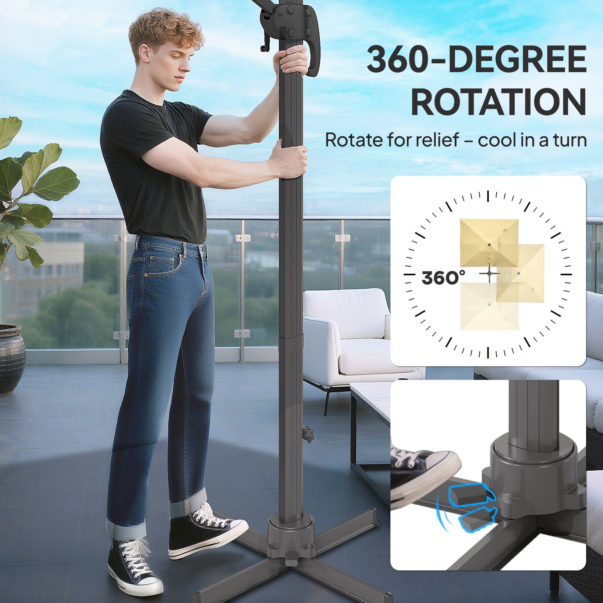 360-DEGREE ROTATION  
Rotate for relief – cool in a turn  

360°