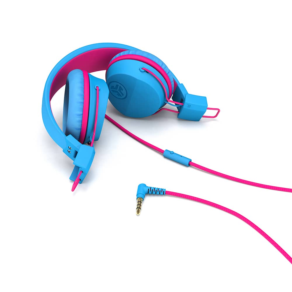 Left. JLab - JBuddies Studio On-Ear Kids Wired Headphones - Blue/Pink.