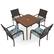 Front. Costway - 5 PCS Patio Dining Set with Wood-Plastic Tabletop & Umbrella Hole for Backyard - Brown.