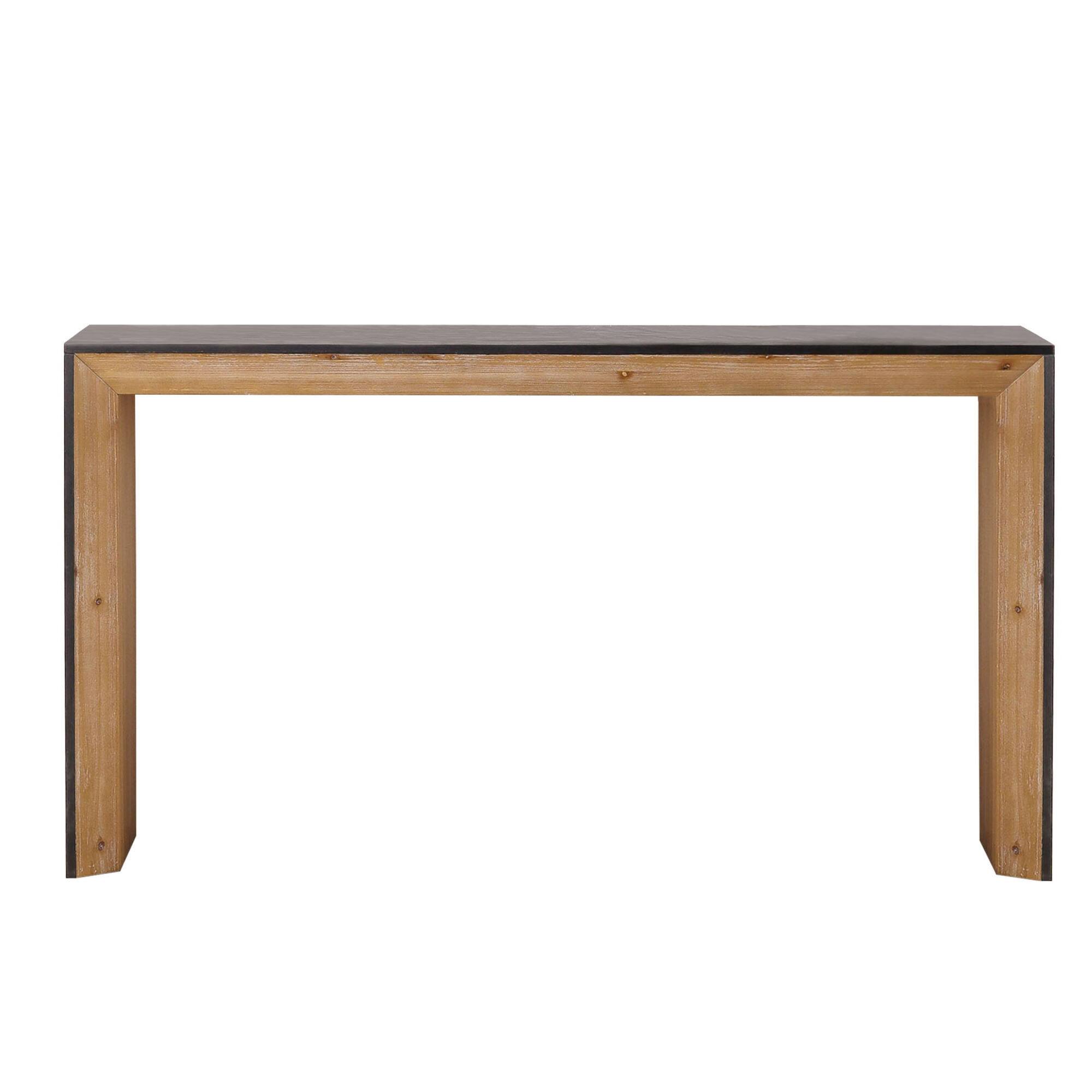 Back. GOODSILO - Modern Wood Console Table with Rustic Contemporary Design Ideal for Entryway or Sofa Placement - Black+Natural.