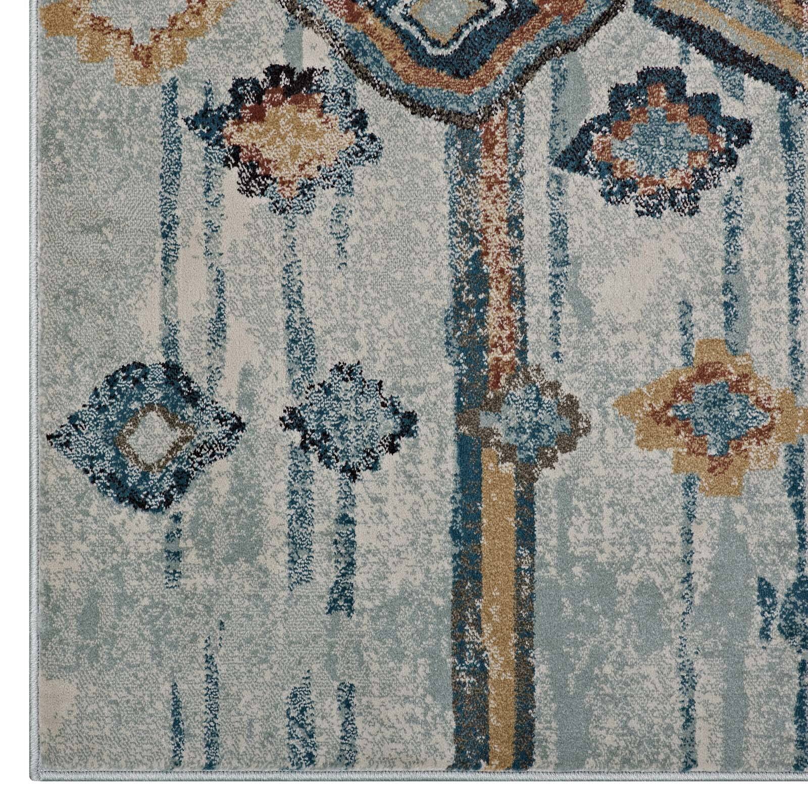 Alt View 2. Modway - Jenica Distressed Moroccan Tribal Abstract Diamond Area Rug - Silver Blue Beige and Brown.
