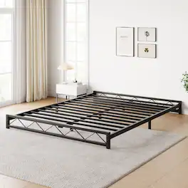 Acekool - Easy Assembly 6 Inch Full Metal Platform Bed Frame Space Saving, for Living Room, Guest Room - Black