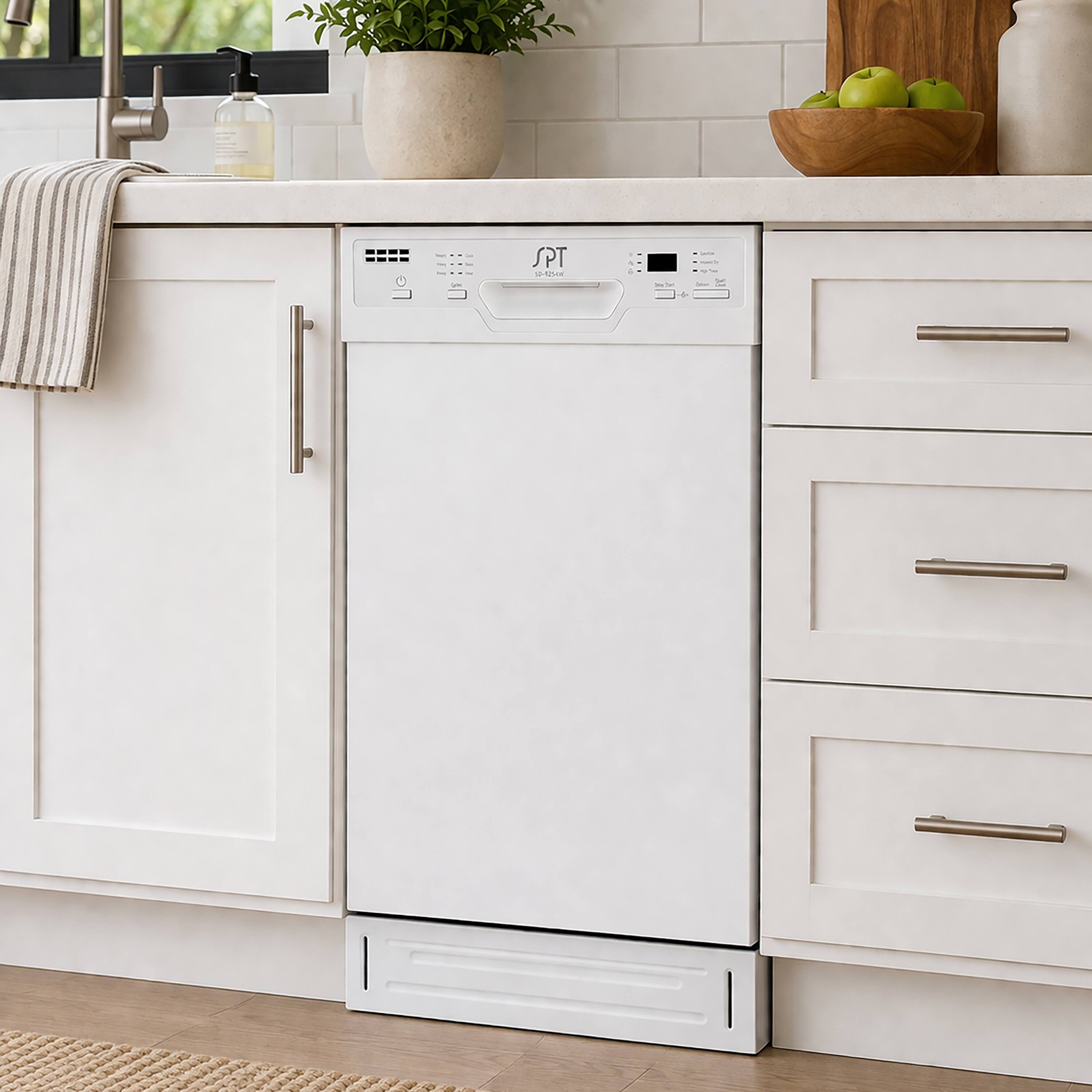 Alt View 5. SPT - 18 in. White Front Control Smart Dishwasher 120-Volt Stainless Steel Tub - White.