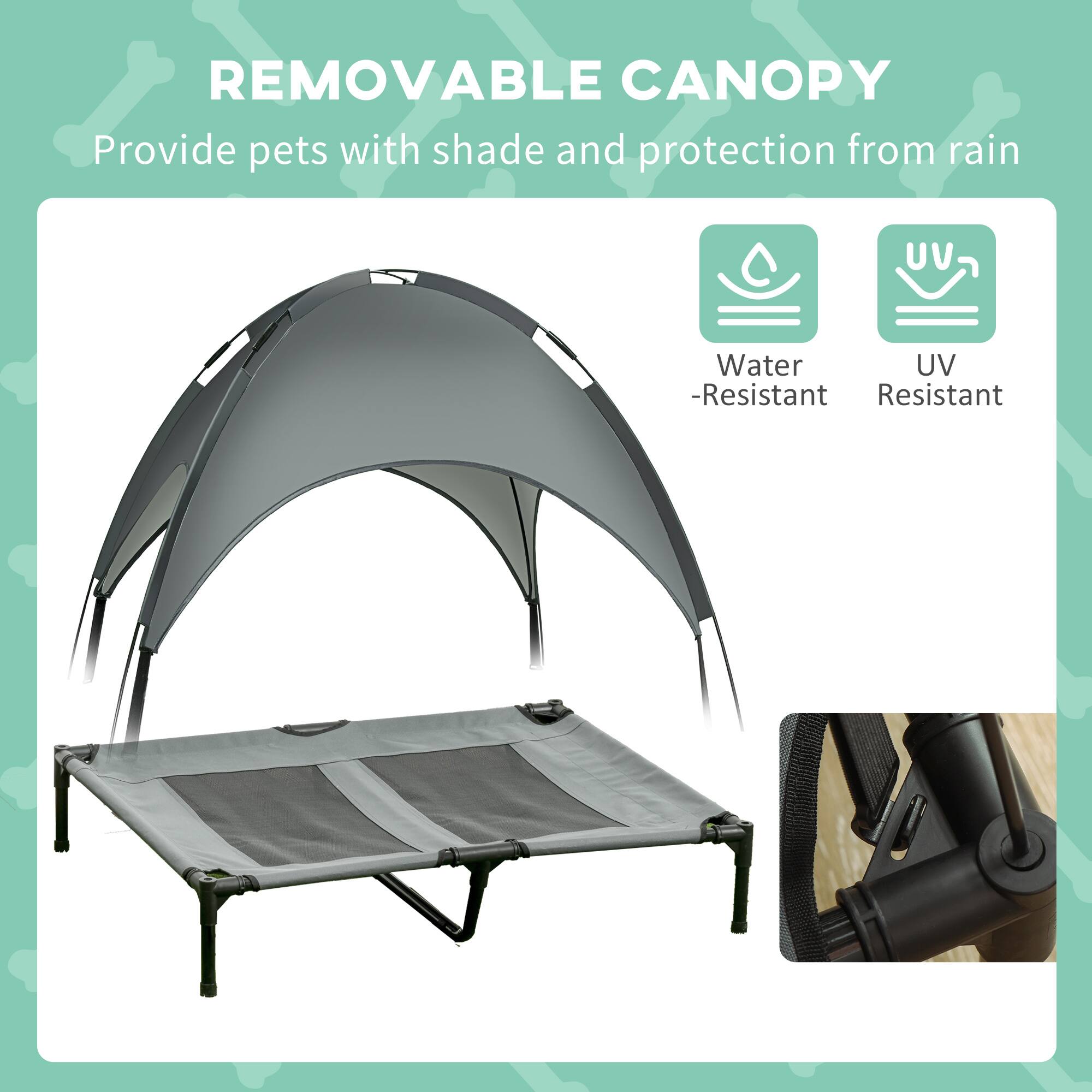 REMOVABLE CANOPY  
Provide pets with shade and protection from rain  

Water-Resistant  
UV Resistant
