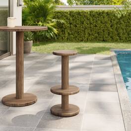 Neo 15 Inch Round Indoor - Outdoor Patio Wood Bar Stools by Modway - Cocoa Brown