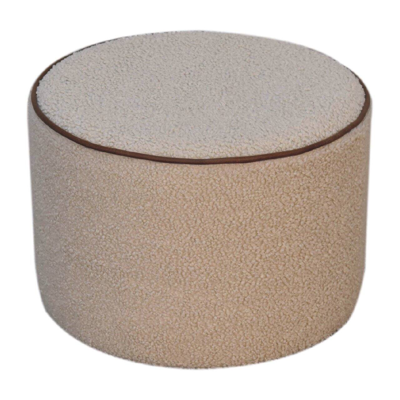 Left. Artisan Furniture - Artisan Furniture Solid Wood Serenity Large Round Footstool, Upholstered - Beige.
