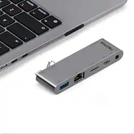 TWOPAN - USB C Hub Multiport Adapter for MacBook Pro M3 M2 M1, 5-in-1 USB C to Ethernet Docking Station