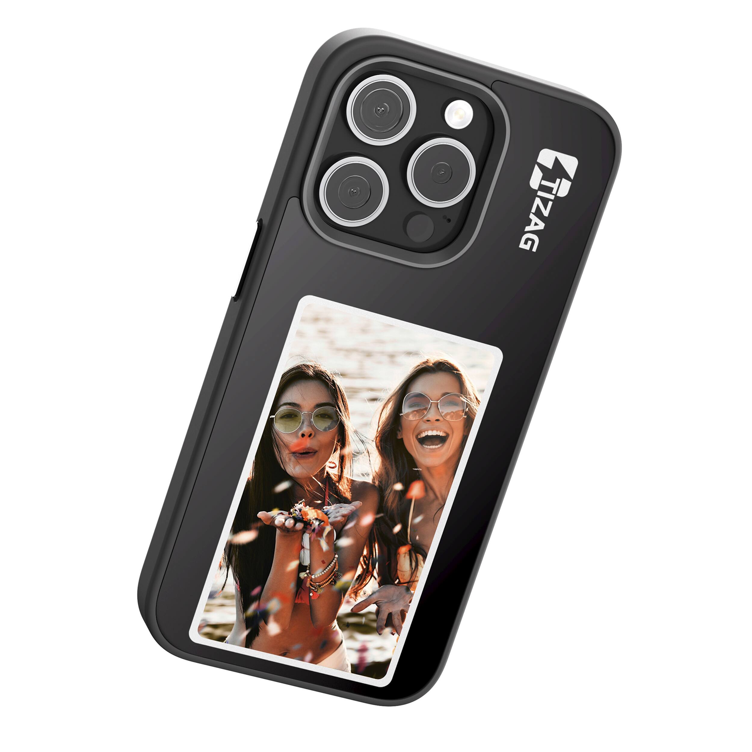 Left. Tizag - Digital Canvas Case for iPhone 15 Pro - Black.