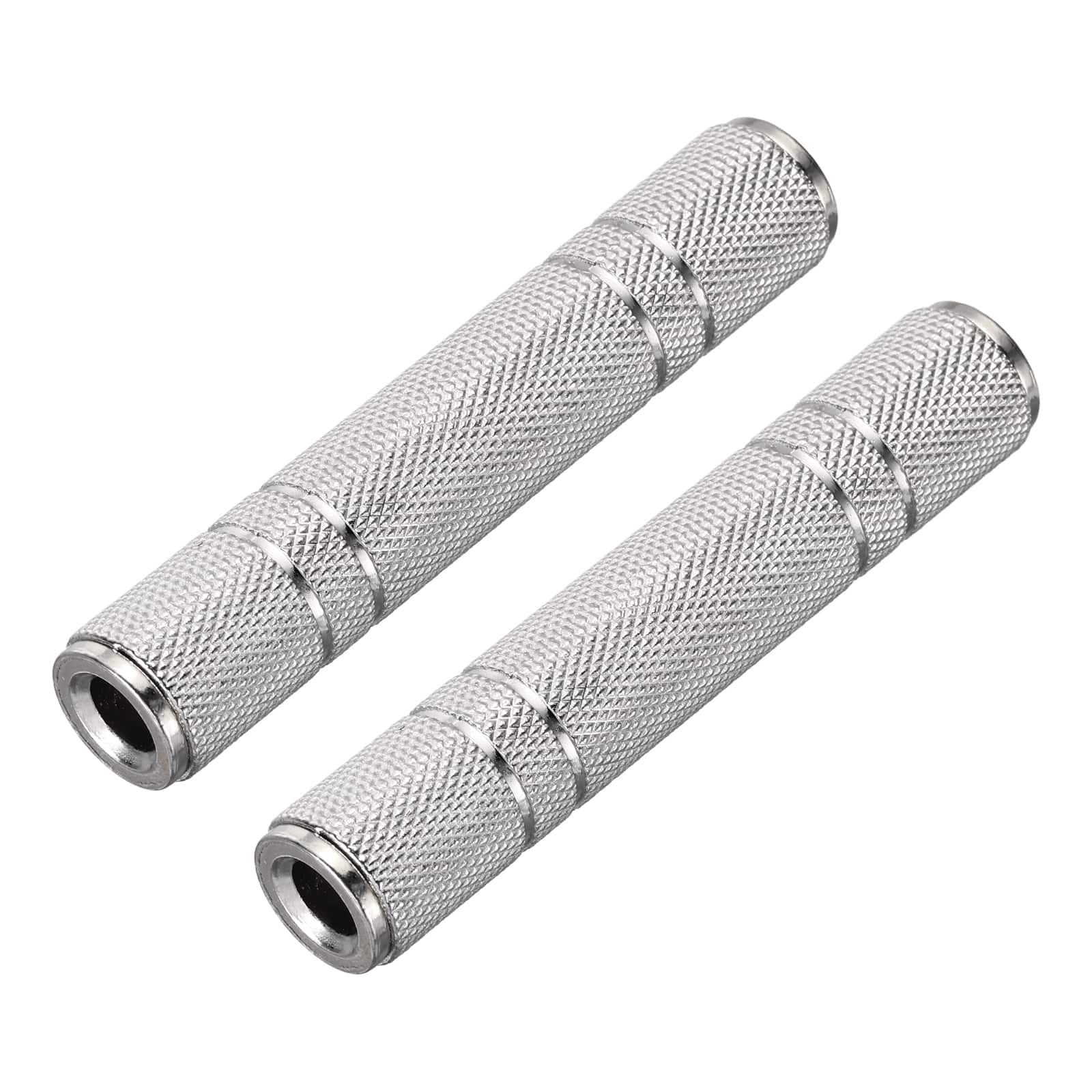 Unique Bargains - 2pcs 6.35mm F to F TRS Connector Stereo Zinc Alloy Nickel Adapter for Mics/Guitars/Speakers/pcs Signal Conversion - Silver