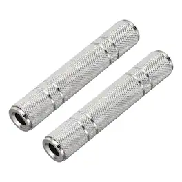 Unique Bargains - 2pcs 6.35mm F to F TRS Connector Stereo Zinc Alloy Nickel Adapter for Mics/Guitars/Speakers/pcs Signal Conversion - Silver