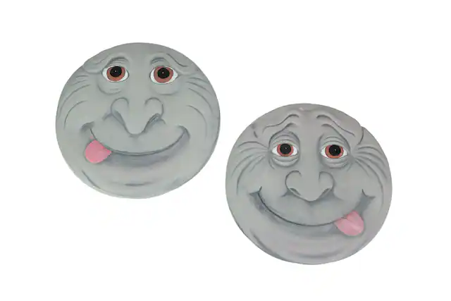 Front. Things2Die4 - Set of 2 Silly Garden Gnome Cement Stepping Stones 10.25 Inch Diameter - Multicolored.