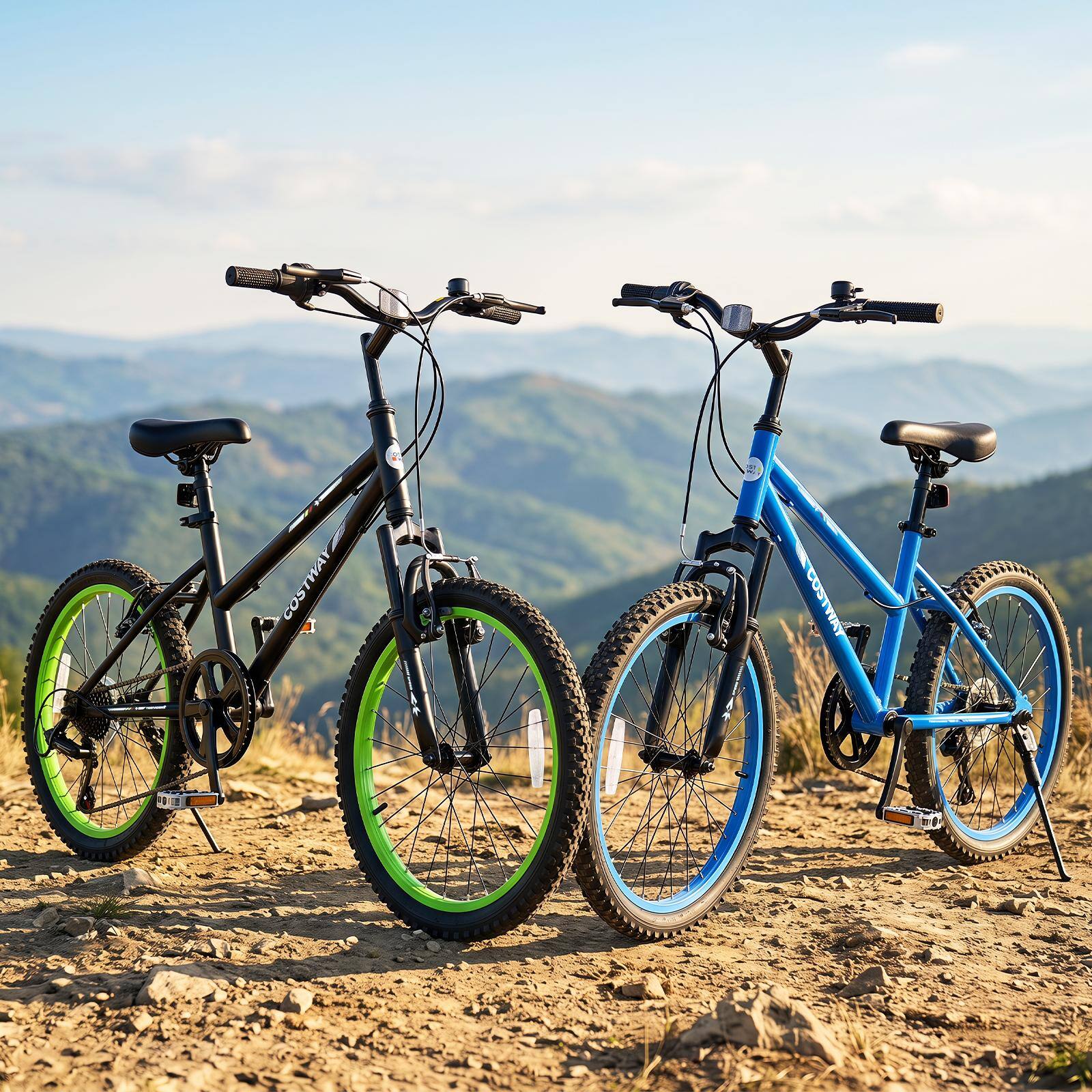 Alt View 3. Costway - Costway 20" Mountain Bike with Adjustable Seat, Front Suspension Fork, Handbrakes - Blue.