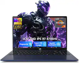 NIMO - 15.6" IPS FHD-Gaming-Laptop, AMD Ryzen 7 8745HS 16GB DDR5 RAM 1TB SSD 4.9GHz Radeon 780M Graphics 100W USB-C 4.0 - Blue