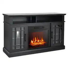 SlickBlue - Electric Fireplace TV Stand with Cabinets and Storage for Living Room Console - Black