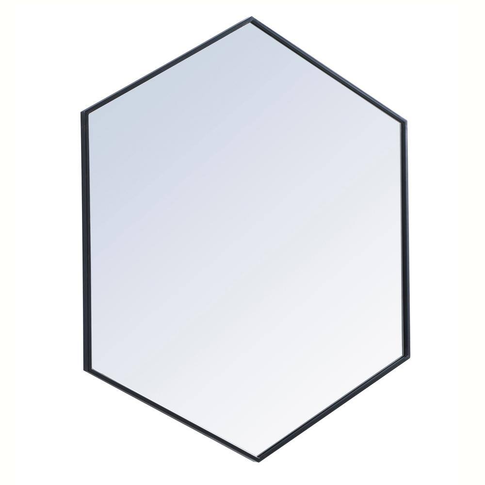 Alt View 1. Elegant Decor - Metal frame hexagon mirror 41 inch in Black - Black.