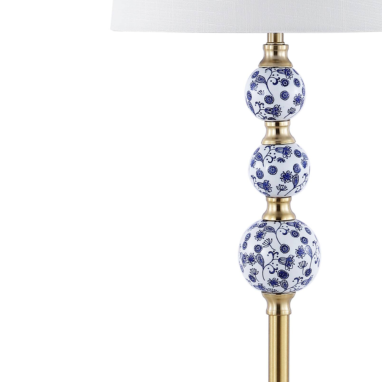 Alt View 4. Jonathan Y - Tavira 62.5" Classic Midcentury Iron LED Floor Lamp, Brass Gold - Brass Gold/Blue.