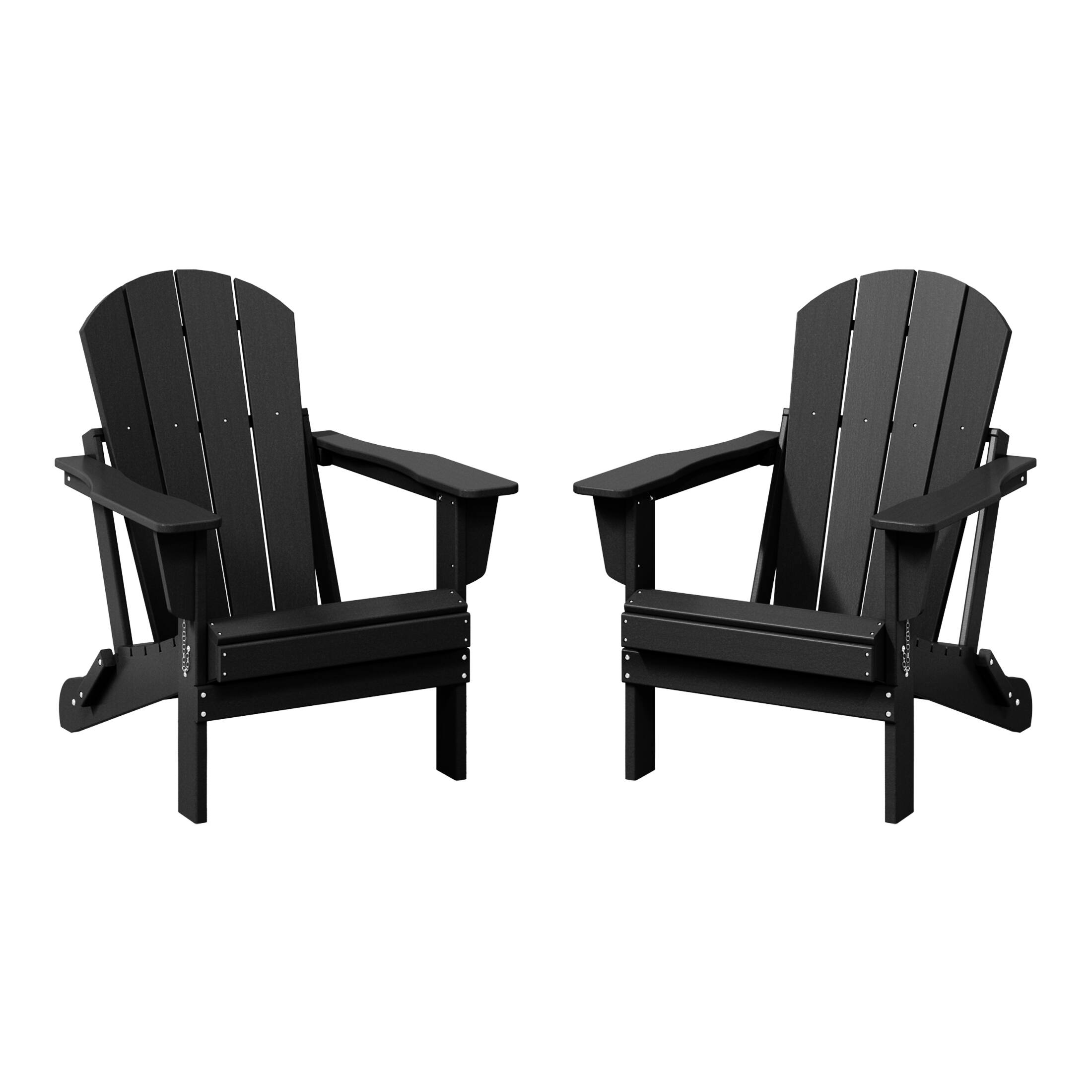 WestinTrends - Malibu Outdoor HDPE Folding Poly Adirondack Chairs (Set of 2) - Black