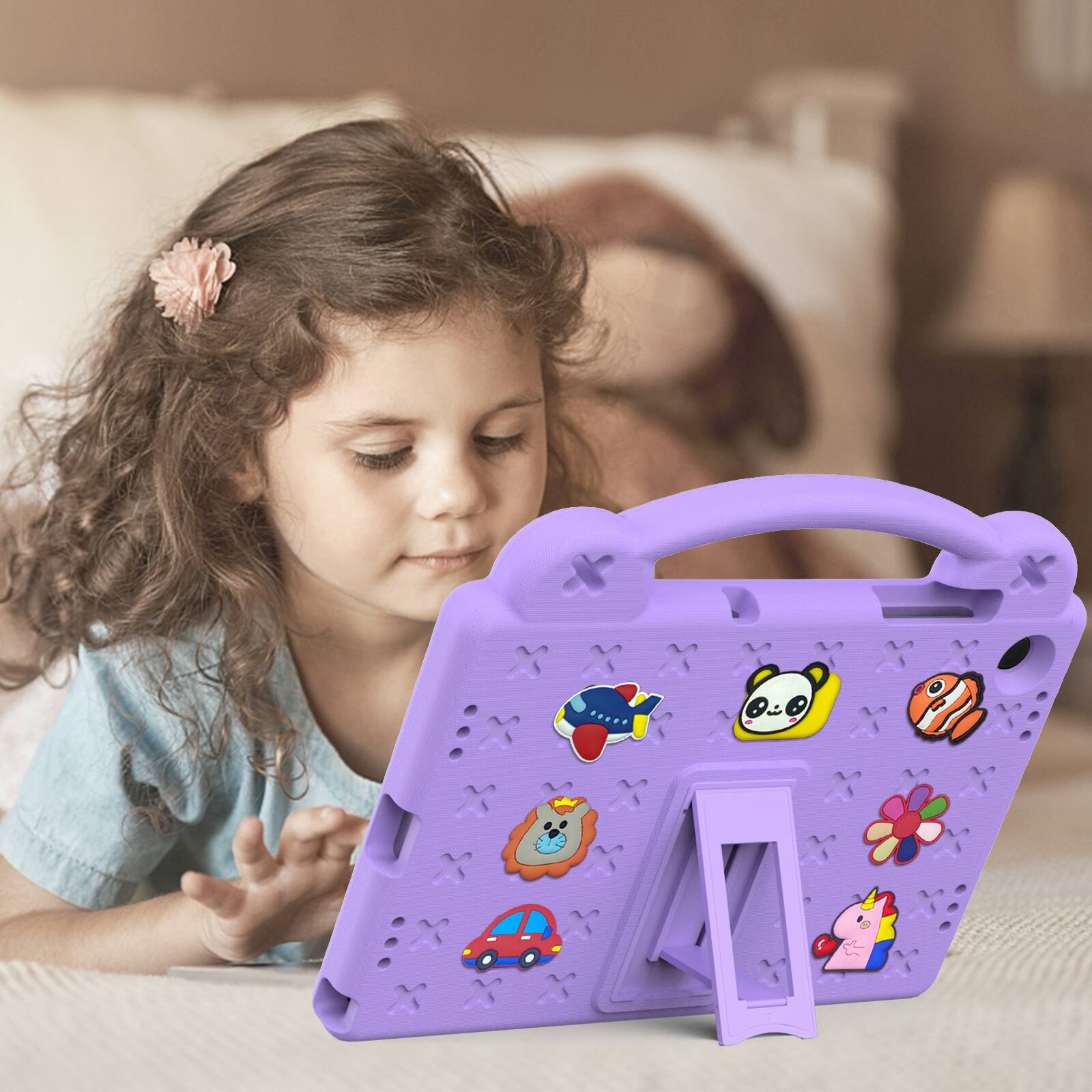 Alt View 3. UUCOVER - Kids Case for Samsung Galaxy Tab A11+ 11-inch 2025 (SM-X230/X236/X238),Shockproof EVA Case Handle Adjustable Stand Cover - Purple.