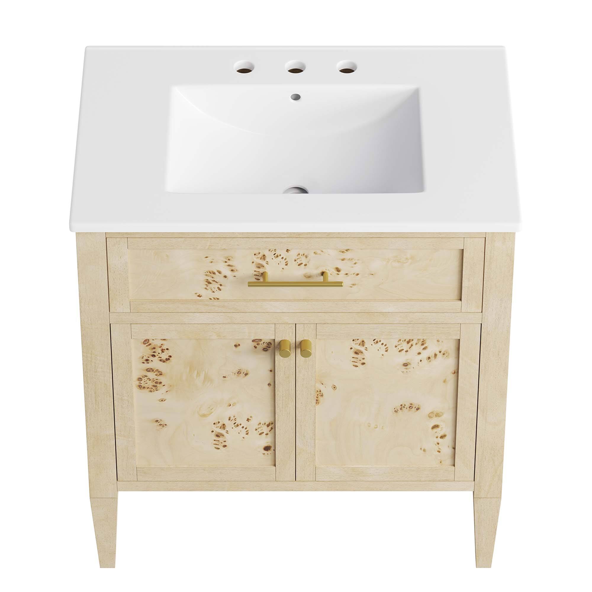 Alt View 6. Modway - Elysian Bathroom Vanity Basin Included by Modway - White Burl.