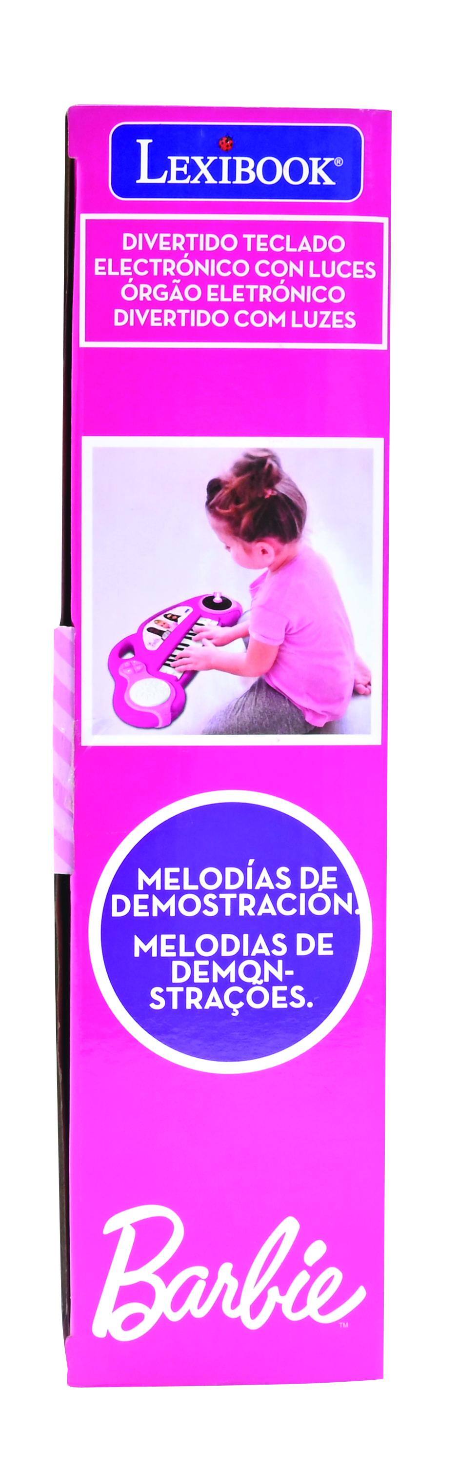 LEXIBOOK DIVERTIDO TECLADO ELECTRÓNICO CON LUCES ÓRGÃO ELETRÔNICO DIVERTIDO COM LUZES MELODIAS DE DEMONSTRAÇÃO MELODIAS DE DEMONSTRAÇÕES. Barbie