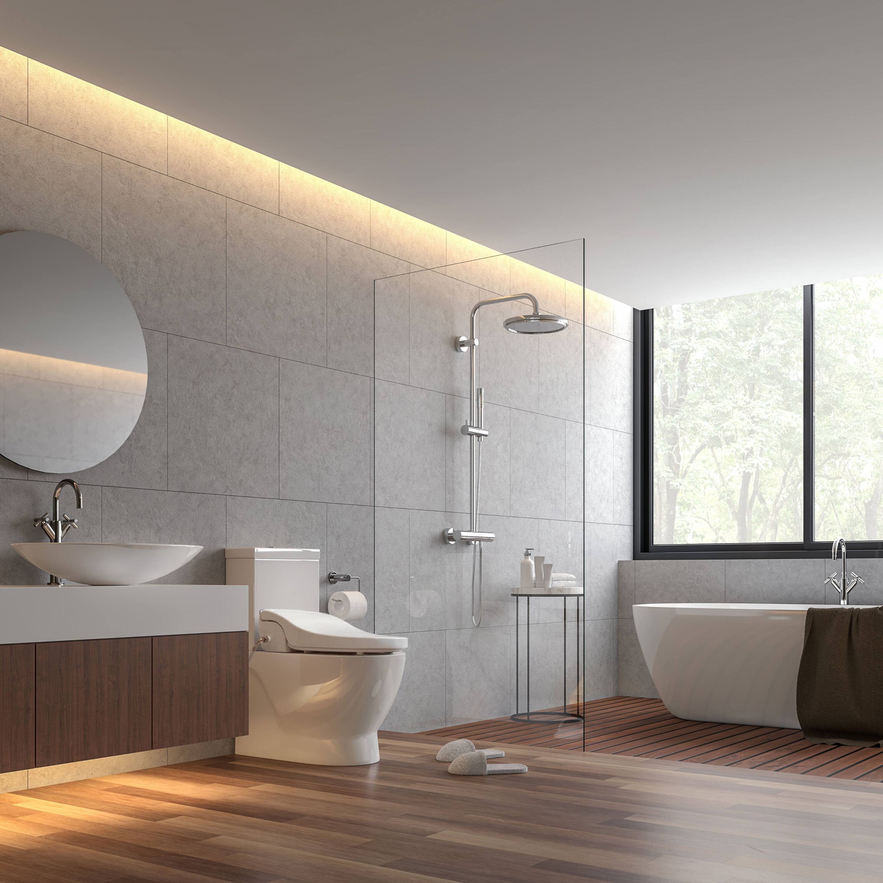 Angle. SmartBidet - SB-2400 Electric Smart Bidet™ Seat with Heated Seat, Warm Air Dryer, Remote, and LED Night Light – Elongated - White.