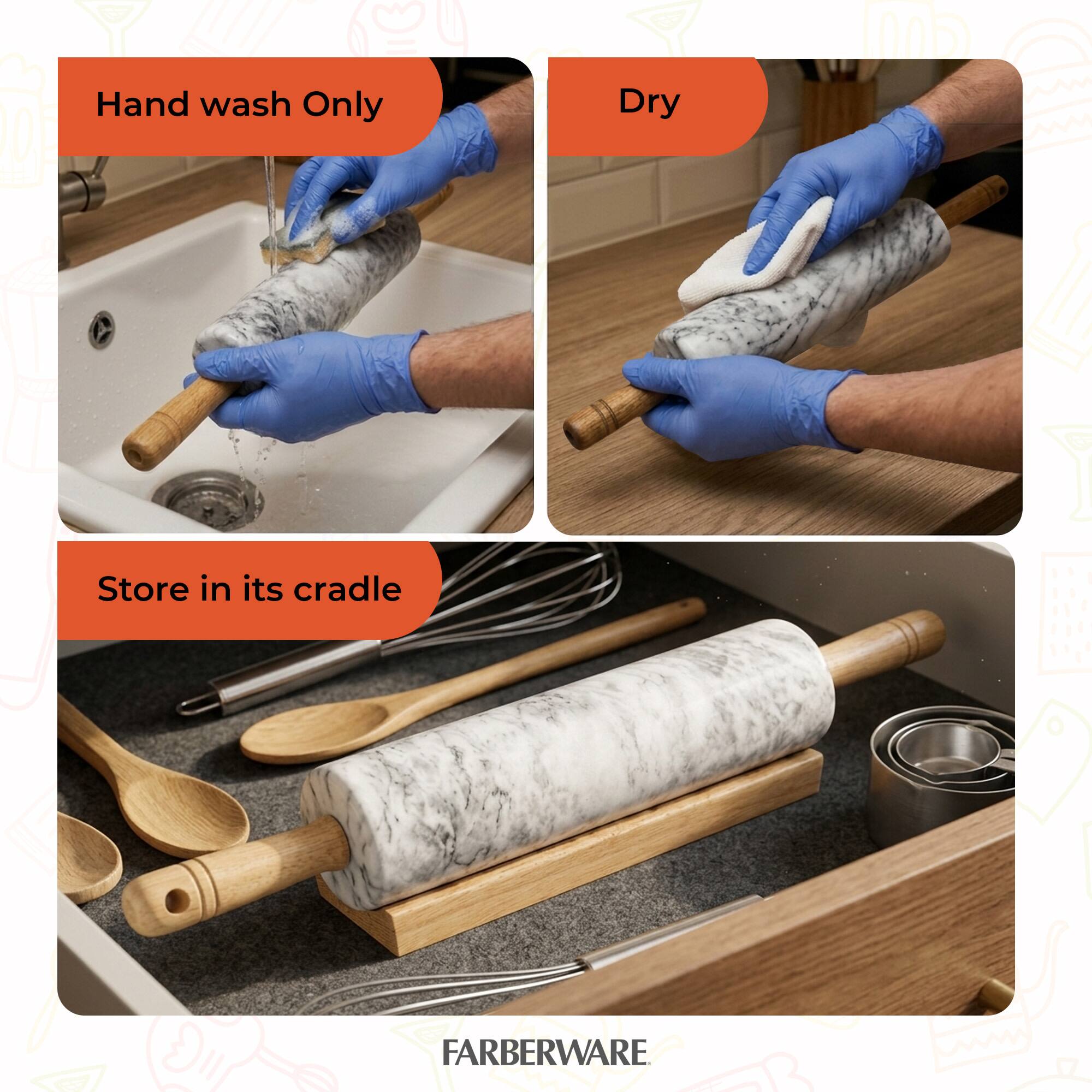 Hand wash Only  
Dry  
Store in its cradle  
FARBERWARE