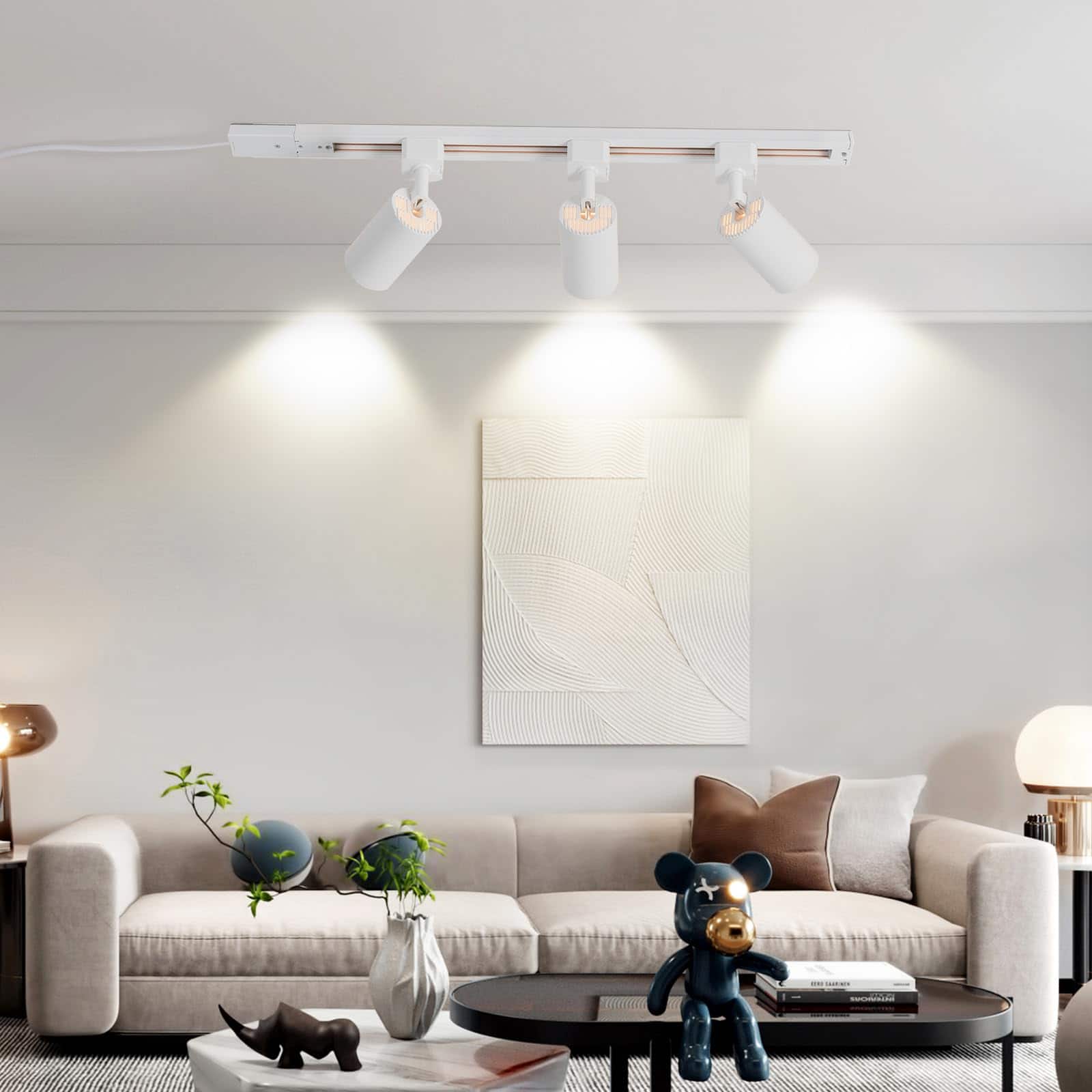 Dazzed Corner Plug in Track Lighting with Power Cord, 6 Light LED