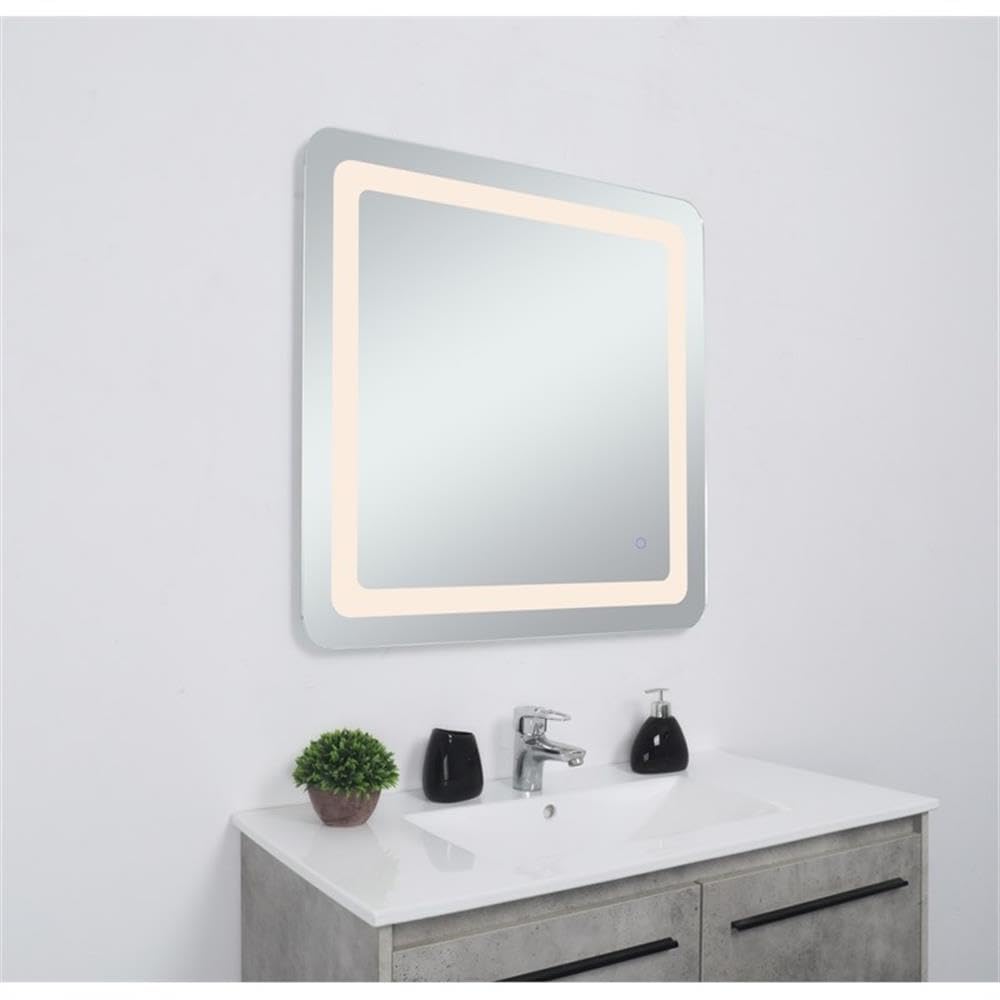 Alt View 2. Elegant Decor - Genesis 30in x 30in soft edge LED mirror - Glossy White.