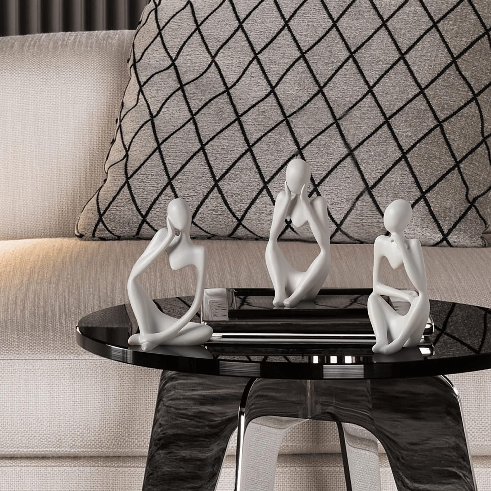 Alt View 3. Alchemy Casas - Decor Thinker Statue Abstract Art Sculpture Collectible Figurines For Home Living Room Office Shelf Decoration - White One Size.