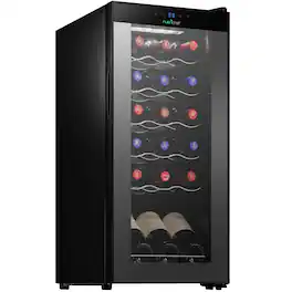 NutriChef - 18-Bottle Slim Wine Fridge, Adjustable Temp 41°F-64°F, Ultra Quiet Operation, (PKCWC180) - Black