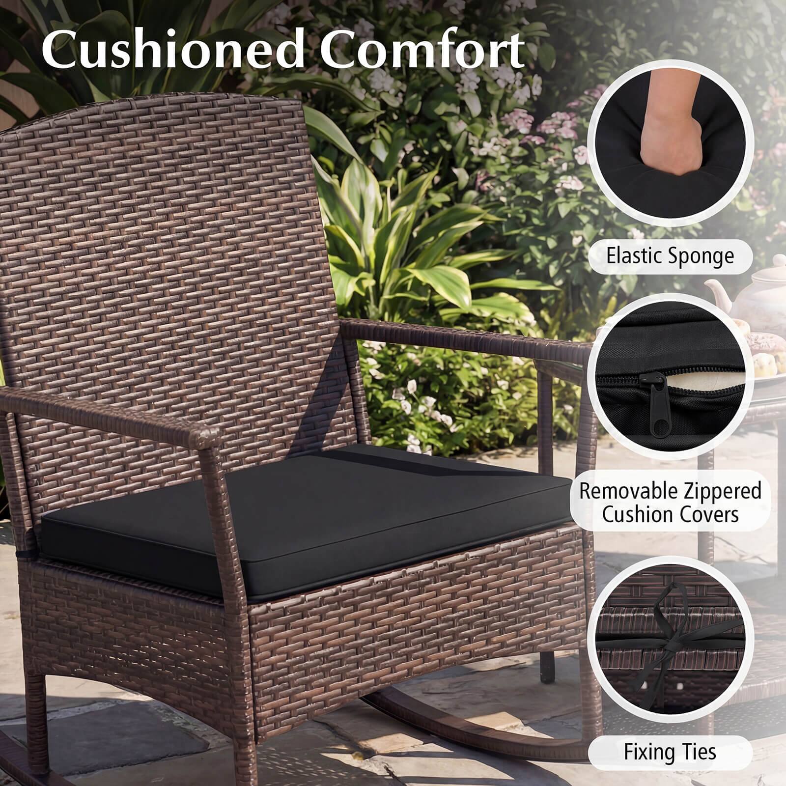 Cushioned Comfort

- Elastic Sponge
- Removable Zippered Cushion Covers
- Fixing Ties