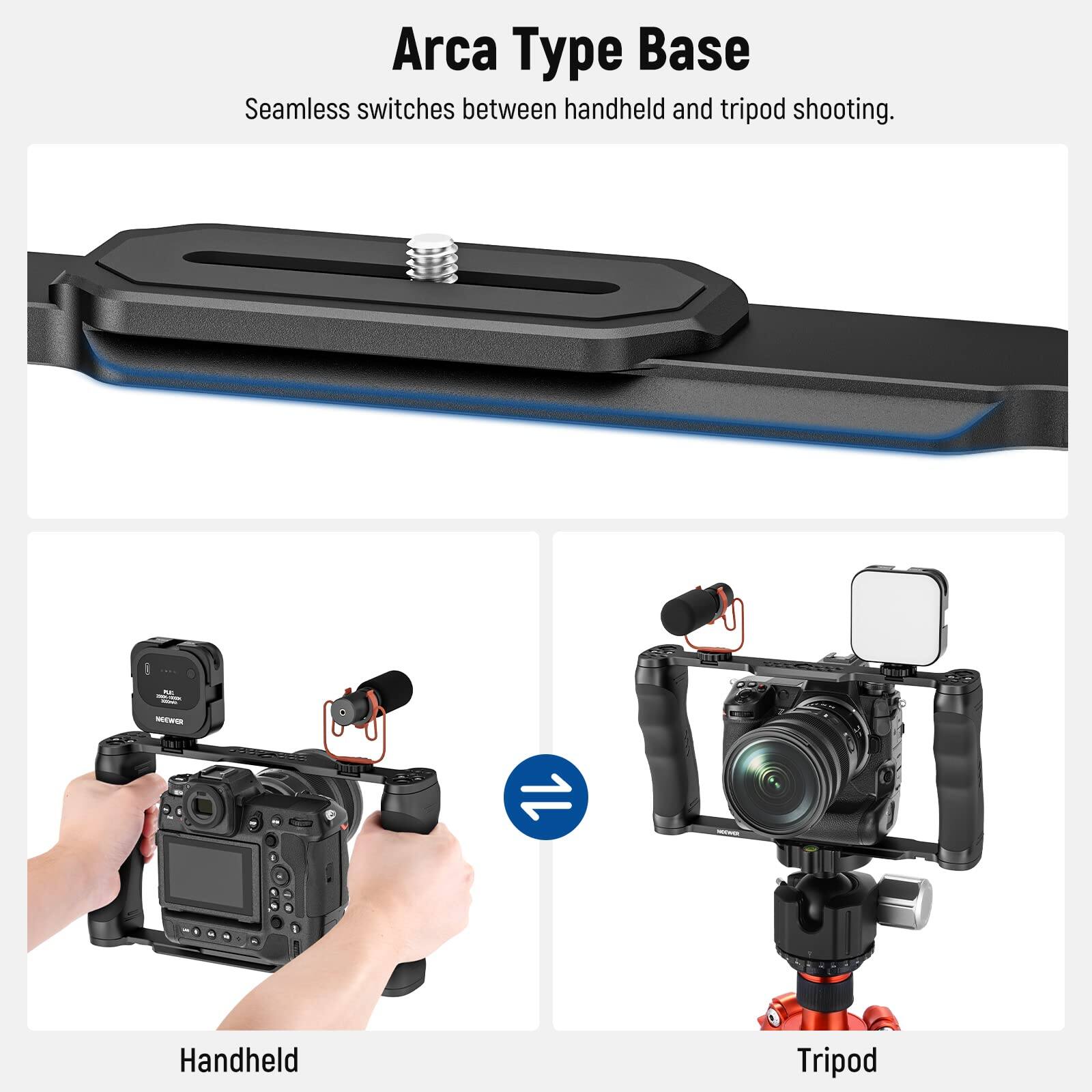 Arca Type Base

Seamless switches between handheld and tripod shooting.

Handheld

Tripod